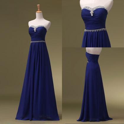 Royal Blue Long Bridesmaid Dresses A-line..