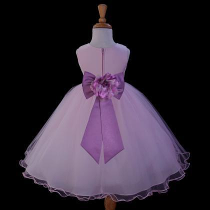 Baby Pink Flower Girl Dress Organza Easter Pageant..
