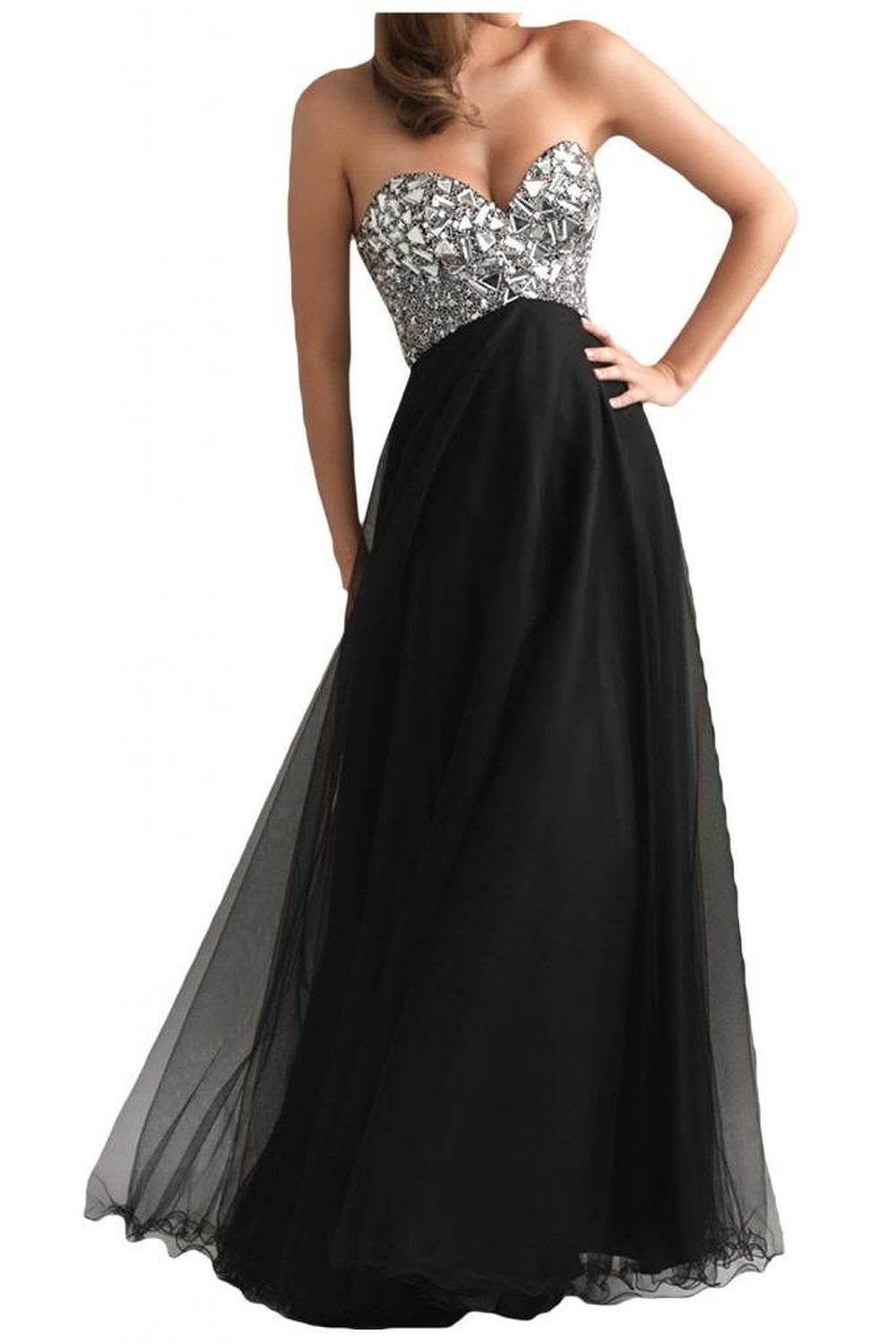 Aline Strapless Sweetheart Floorlength Prom Dress Empire Waist Jewel