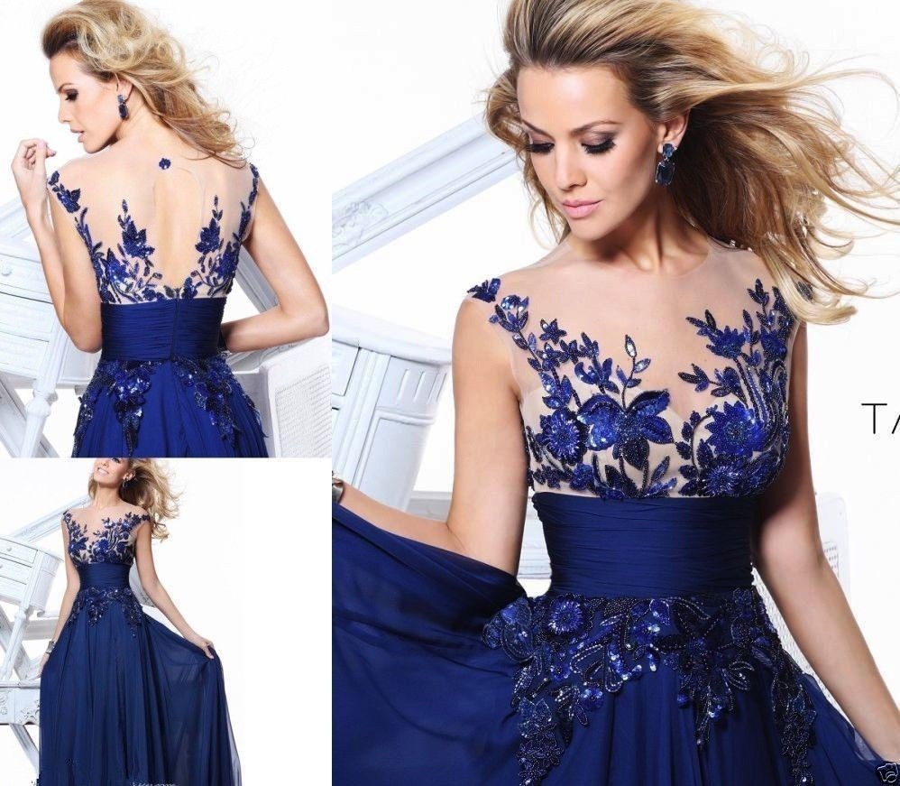 Blue Dress Long Wedding Applique Evening Prom Dresses Gown Cocktail Party Formal