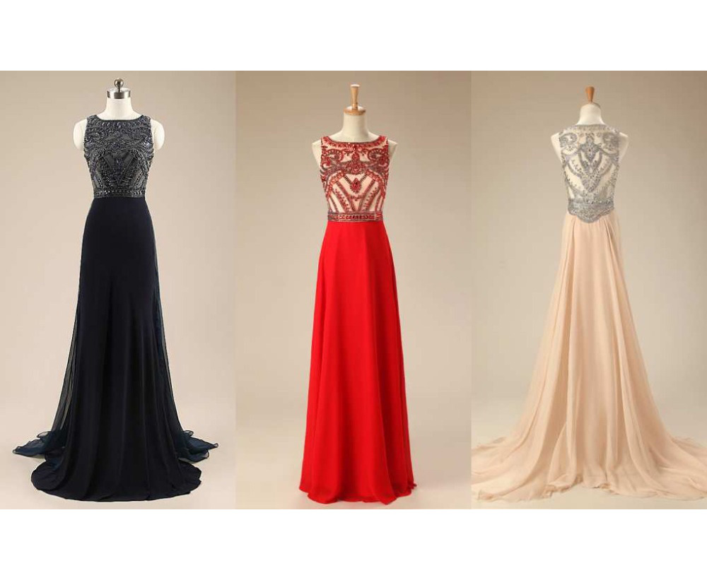 2015 Elegant Scoop Dress Neck Cap Short Sleeve Empire Waist Floor Length Crystal Bead High Slit Spandex Evening Dress