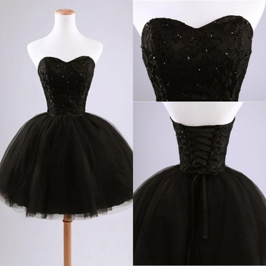2015 Little Black Prom Dress, Short Black Ball Gown Sweetheart Prom Dresses,black Prom Dress,homecoming Dresses Sexy Cocktail Dresses,mini