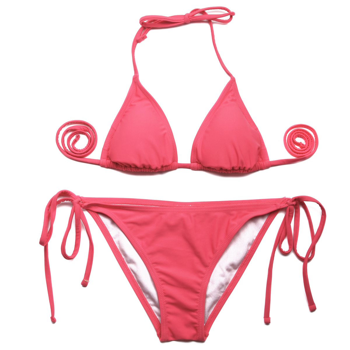 Push Up Bikini Watermelon Red Triangle Top With Classic Cut Bottom Bikini Set 2015